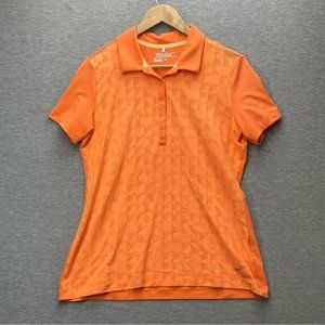 Nike Golf Womens Orange Golf Shirt Dri-Fit Collared Size Medium
